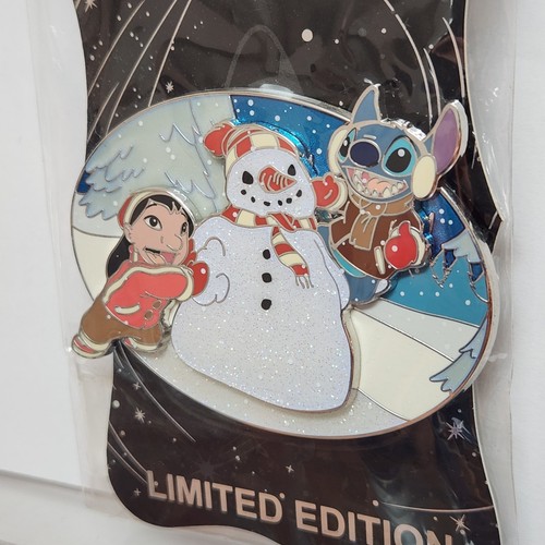 Disney WDI Lilo & Stitch Winter Christmas Holiday Wanna Build a Snowman LE Pin - Picture 3 of 4