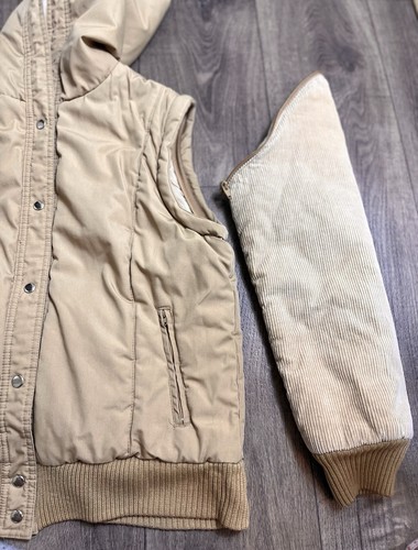 Vintage 70s SEARS JR BAZAAR Beige Corduroy Jacket & Vest Zip Off Sleeves Size L - Picture 11 of 14