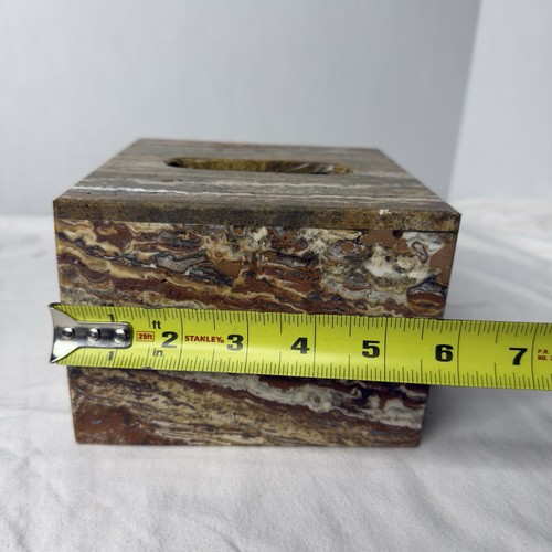 Vintage Earthy Stone Marble Tissue Box Cover Desert Color Heavy Gorgeous Piece - Picture 9 of 11