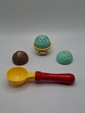 Pretend Play Food Ice Cream Treats Scoop Bowl Hook Loop Vintage Toy