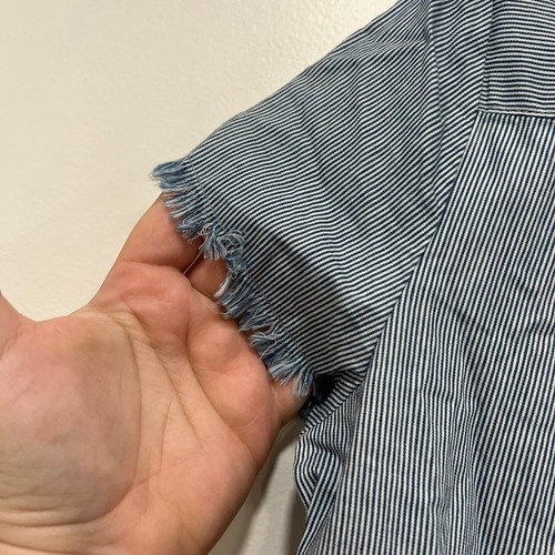 Vestido Camisa J Mclaughlin Arissa XS NUEVO CON ETIQUETAS $228 Algodón Manga Corta Rayas Azul - Imagen 3 de 8