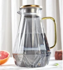 Elegant Design Glass Pitcher With Lid BPA Free Lightweight Durable