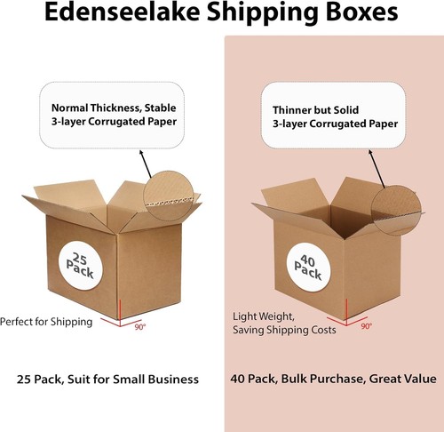 EdenseeLake 40 Pack 5x5x5 inches Shipping Boxes Small inch, Brown - Picture 3 of 9