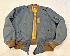 Double RL - RRL Twill Flight Jacket - Blue/Grey - Nylon - Mens XL