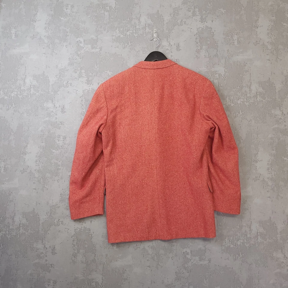 Mexx Blazer Men's 44R Coral  Wool Herringbone Single-Breasted Notch Lapel Jacket - Image 3 of 4