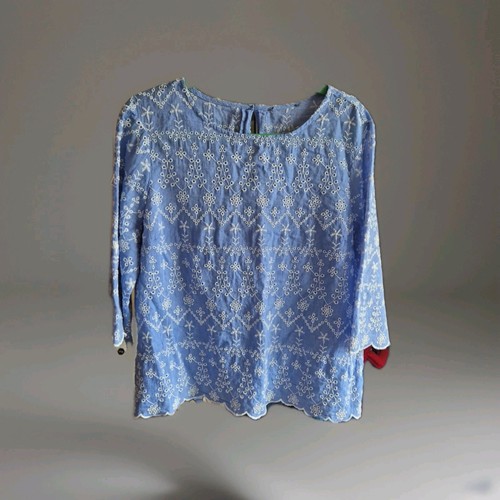 Broderie Englaise blau Polyester/Baumwolle Damen Top 14/16