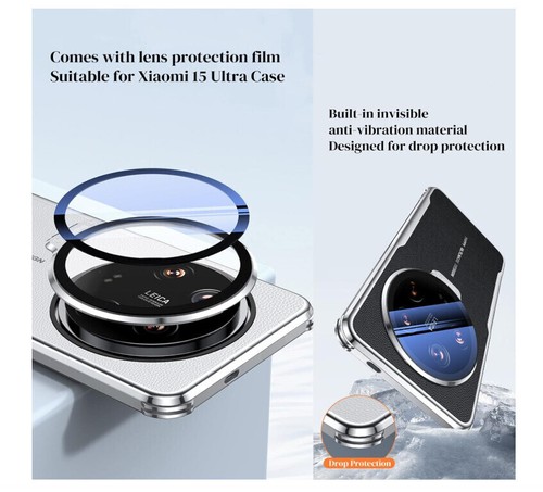 Hülle für Xiaomi 15 Ultra,PU-Leder Ultra Dünn Weich Linse Halter Case Cover - Bild 4 von 10