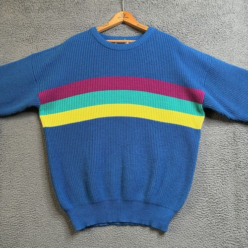 Maglione surfista girocollo a righe vintage anni 80 OP Ocean Pacific uomo XL color block - Foto 4 di 12