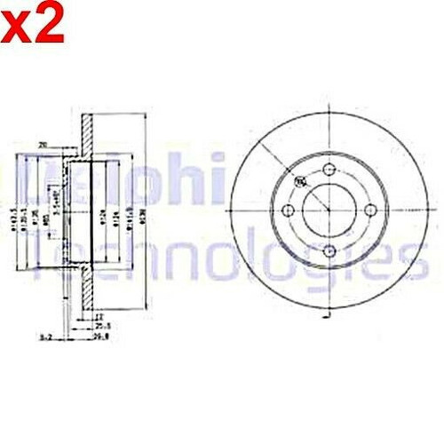 2 discos de freno DELPHI se adaptan a VW Caddy I II Flight Golf III furgoneta Mk SEAT 839615301 - Imagen 1 de 1