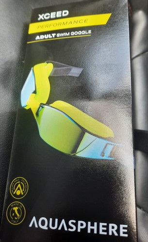 Neu AquaSphere XCEED Neongelb & Navy Gelb Titan Verspiegelt Schwimmbrille - Bild 3 von 4
