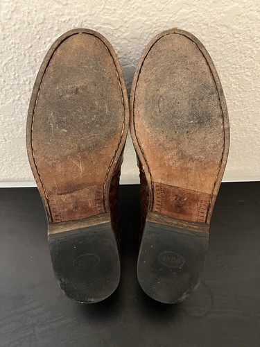 Zapatos Mocasines Bragano Para Hombre Cuero Tejido Marrón Talla 7.5M - Imagen 11 de 13