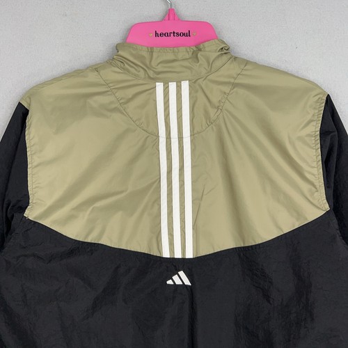 Chaqueta cortavientos vintage Adidas para mujer mediana negra beige pista cremallera completa calle - Imagen 7 de 13