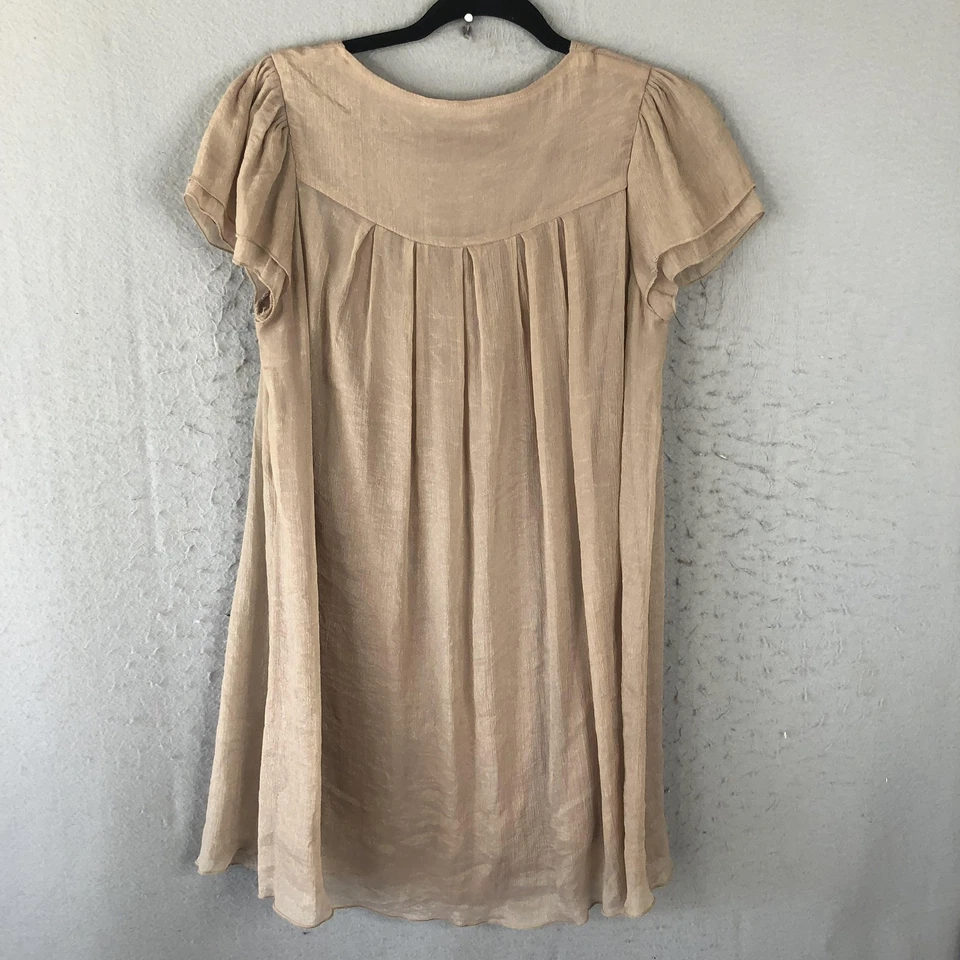 Vestido Pretty Angel Para Mujer M Beige Seda Rayón Floral Encaje Bordado Hada Boho Foto 2 de 4