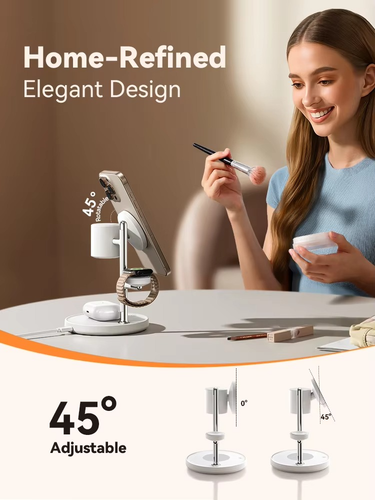 Joyroom Qi2 4-in-1 Fast Wireless Charger MagSafe Stand for iPhone Watch AirPods - Picture 4 of 12