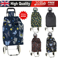 50L LARGE SHOPPING TROLLEY BIG WHEELS FOLDABLE GROCERY CART HEAVY DUTY BAG UK