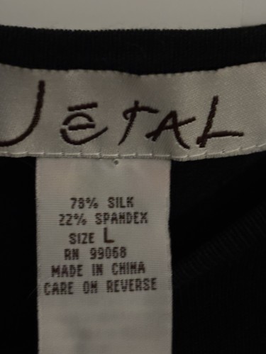 Top tejido manga corta JETAL negro cuello redondo 78 % mezcla seda talla grande - Imagen 3 de 5