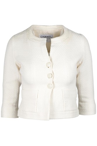 CHANEL WHITE 1998 TWEED JACKET SMALL