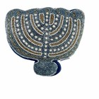 Storehouse Hanukkuh Beaded Menorah Decorative Throw Pillow w/Blue Velvet NWOT