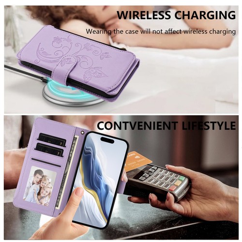 For Samsung Galaxy A26 A25 A24 A23 A22 Zipper PU Leather Wallet Phone Case Cover - Picture 71 of 91