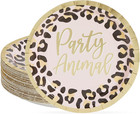 Animal Print Dessert Plates - 7-Inch, Cheetah Print, Gold & Pink, 48 Count - Gol