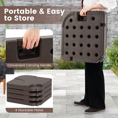 20" Terrasse Offset Schirmfuß Ständer Gewichte Sandplatte Set Wasser Gefüllte Basis - Bild 6 von 9
