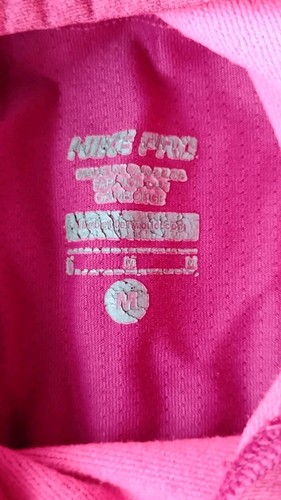 Nike Pro Dri Fit Hot Pink Hooded Shirt Size M - Picture 5 of 5