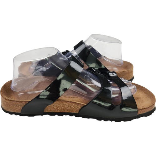 Birki's by Birkenstock Black Patent Sandals EU 40 US 9 9.5 Three Strap Slides - Picture 4 of 10