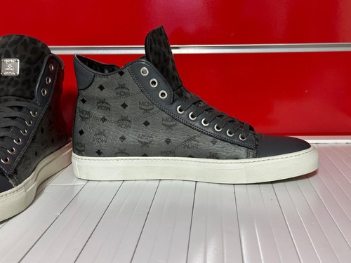 MCM by Michalsky Men’s High-Top Sneakers Gray Monogram Leather Size 10 US - Picture 6 of 16