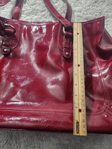 Vintage LIZ CLAIBORNE Red Leather Tote Shoulder Bag Purse Laptop Holder Rare.. - Picture 3 of 12