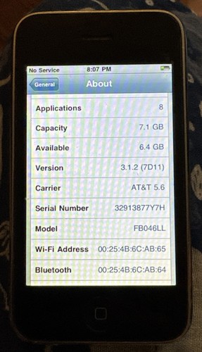 Apple iPhone 3G 8GB Black (AT&T) A1241 (GSM) Fast Ship Good Used 3.1.2 IOS Crack