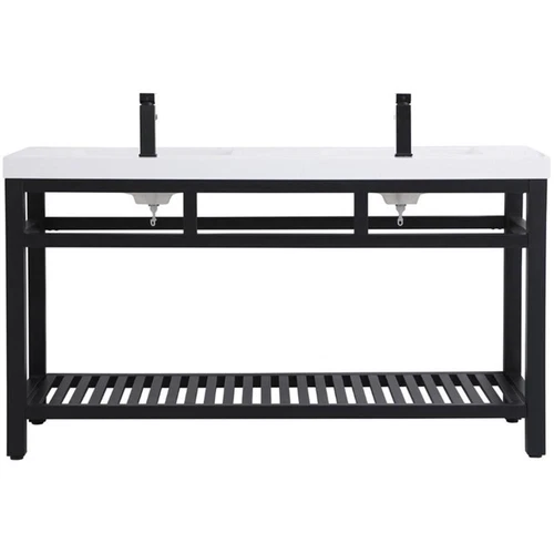 Elegant Decor Raya 60" Double Resin Top Metal Bathroom Vanity in Black - Picture 6 of 14