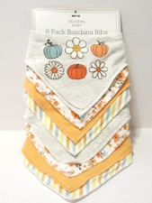 Modern Baby 8 Pack  2 Ply Bandana Bibs Fall Drooler Baby Bibs
