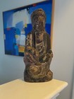 Chinese Antique Hand Carved Wooden Bodhisattva Guanyin Royal Ease Beautiful