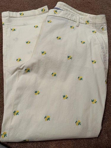Talbots Pants 16W Relaxed Chino, Capri Length Yellow Lemons Stretch, New No Tags - Picture 3 of 5