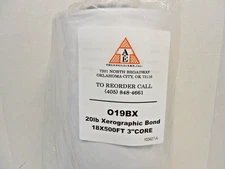 2 Rolls 18" x 500' 20lb Bond 3" core Xerographic Plotter Paper 019BX