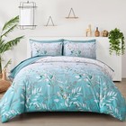 Comforter Set Full Size, 7 Pieces Botanical Bed in a Bag Full 78"x90" Aqua