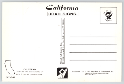 Postcard California Road Signs Rest Area Beach Chair and Umbrella 1991 Don Ceppi - Imagen 2 de 2