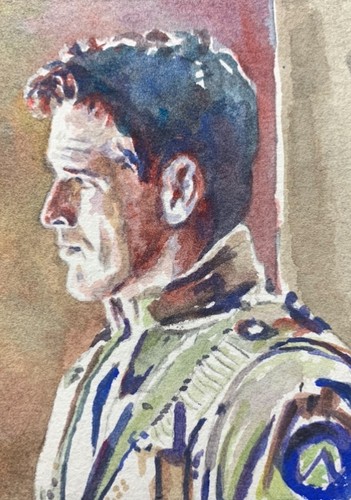 ACEO  Cameron Mitchell Original Watercolor sketch card Stargate SG1 - Picture 1 of 2