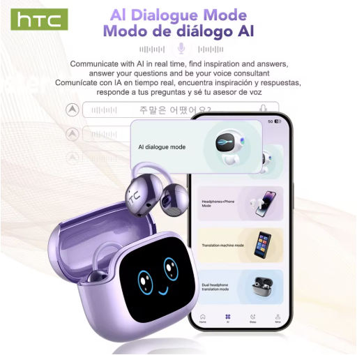 HTC NE32 Bluetooth V6.0 AI Earphones LCD Touch screen OWS Ear Clip