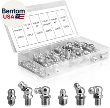110Pcs Grease Fittings Kit, SAE Grease Fitting Assortment: 1/4" 1/8" Straight 45