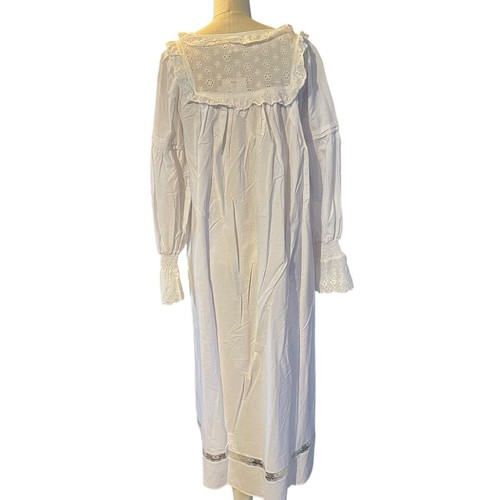 Nuevo con etiquetas Camisón Karni Gannay Blanco Victoriano Algodón Mediano - Imagen 3 de 10