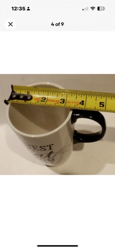 CYPRESS HOME 16 oz. White & Black Ceramic Coffee Mug BEST CAT MON EVER No Box - Afbeelding 6 van 9