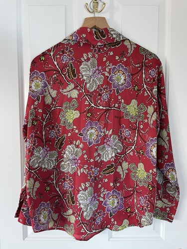 Zara Bright Coloured Silky Shirt Blouse Size M Open V Neck - Picture 4 of 5