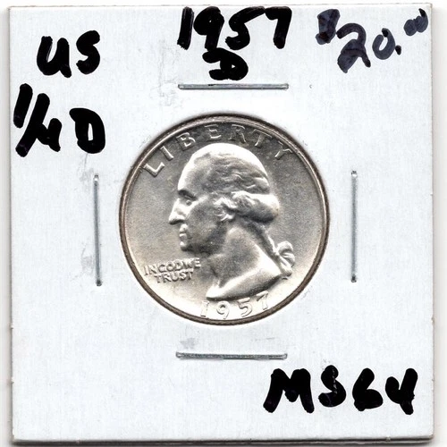 1957 D Silver  US 1/4 Dollar Coin - BU