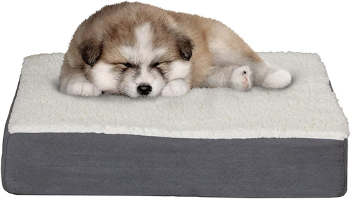 Orthopedic Dog Bed - 2-Layer Memory Foam Crate Mat with Machine Washable Sherpa - Picture 7 of 12