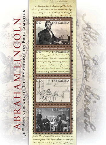Gambia 2012 - Abraham Lincoln Emanzipationsproklamation - Bogen mit 4 Briefmarken postfrisch - Bild 1 von 1