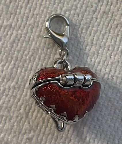 Charmalong Charm Medaglione Apertura Cuore Rosso di Atterraggio Perline - Foto 2 di 4