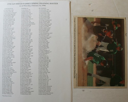 1998 Chicago White Sox vs San Diego Padres Spring Training Program w/Roster - 第 2/6 張圖片