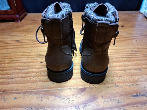 Wonder Nation Youth Girls Brown Sweater Lined Moto Casual Boots Shoes - Picture 4 of 6