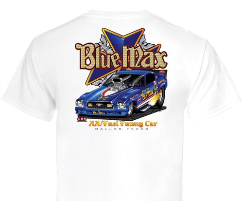 Blue Max Mustang AA/FC (151) HERREN T-SHIRT weiß 100 % Baumwolle.  Drag Race NHRA